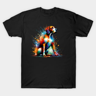 Colorful Abstract Splashed Paint Pointer Dog Artwork T-Shirt